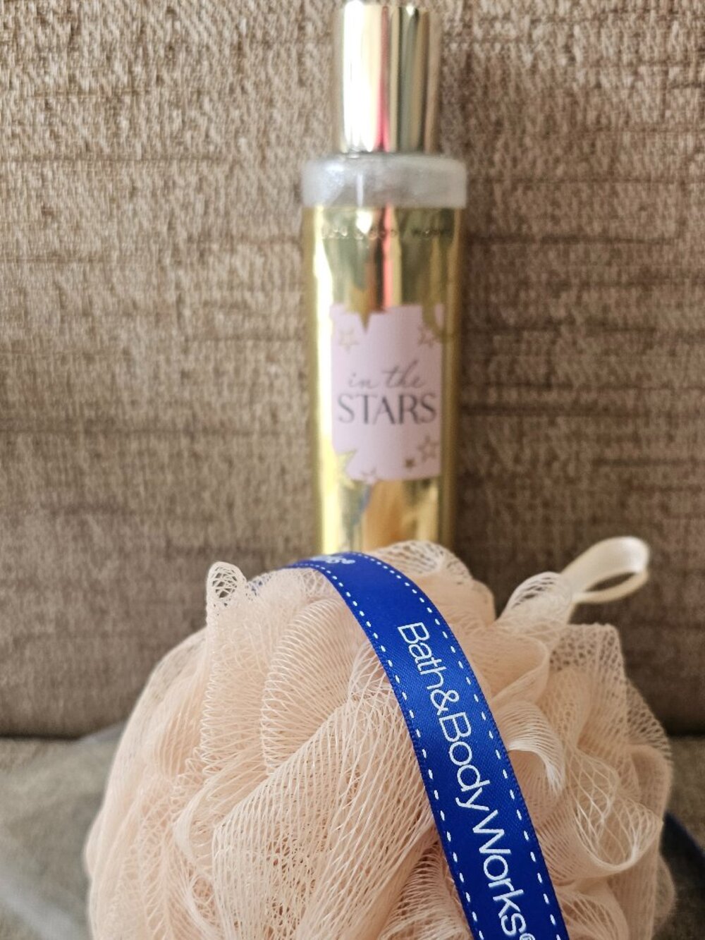 Bath & Body Works In the Stars Fine Fragrance Mist Oil + Bath Pouf Set
